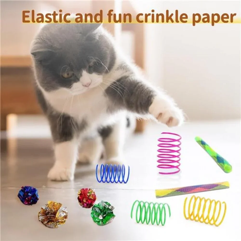 25-Piece Cat Toys Kit with Rainbow Tunnel - Interactive Cat Toy Bundle
